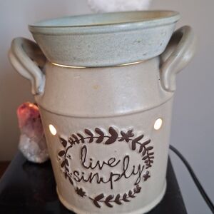 Scentsy Live Simply Full Size Ceramic Wax Warmer - Cream and Brown